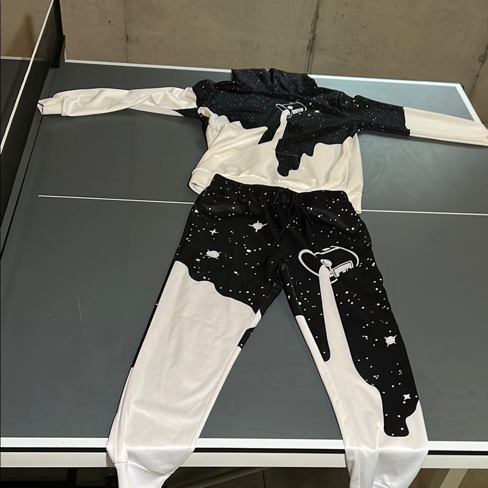 Black and White Astronaut Hoodie and Joggers Set